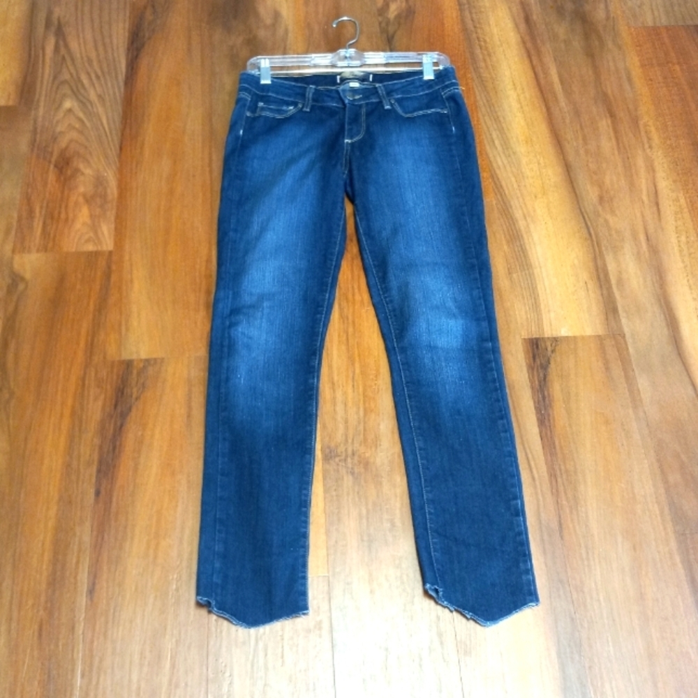 Paige Women's Peg Skinny Dark Wash Blue Denim Jeans Low Rise Stretch Zip Fly 26